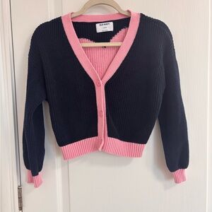 Old Navy Girls Navy and Pink Sweater Size Large (10/12)
